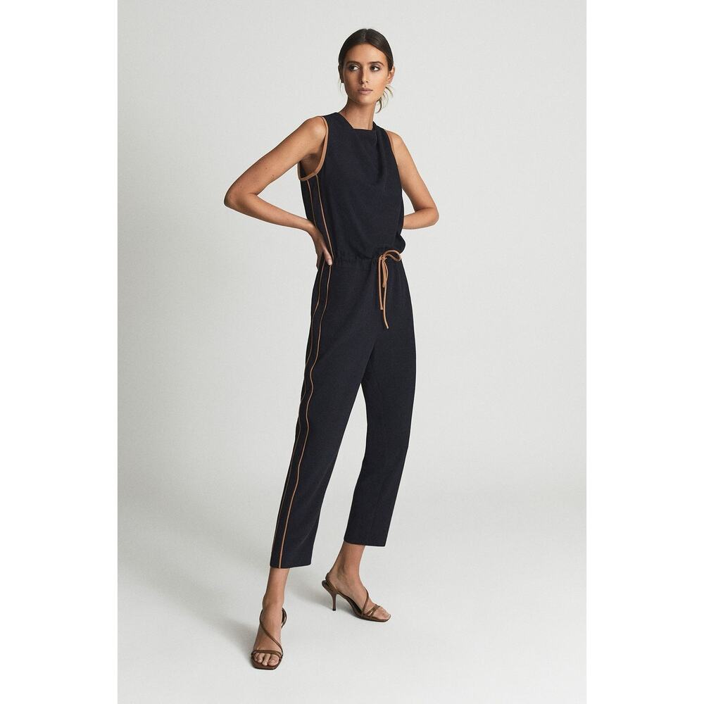Reiss Black Jumpsuit with Tan Accents